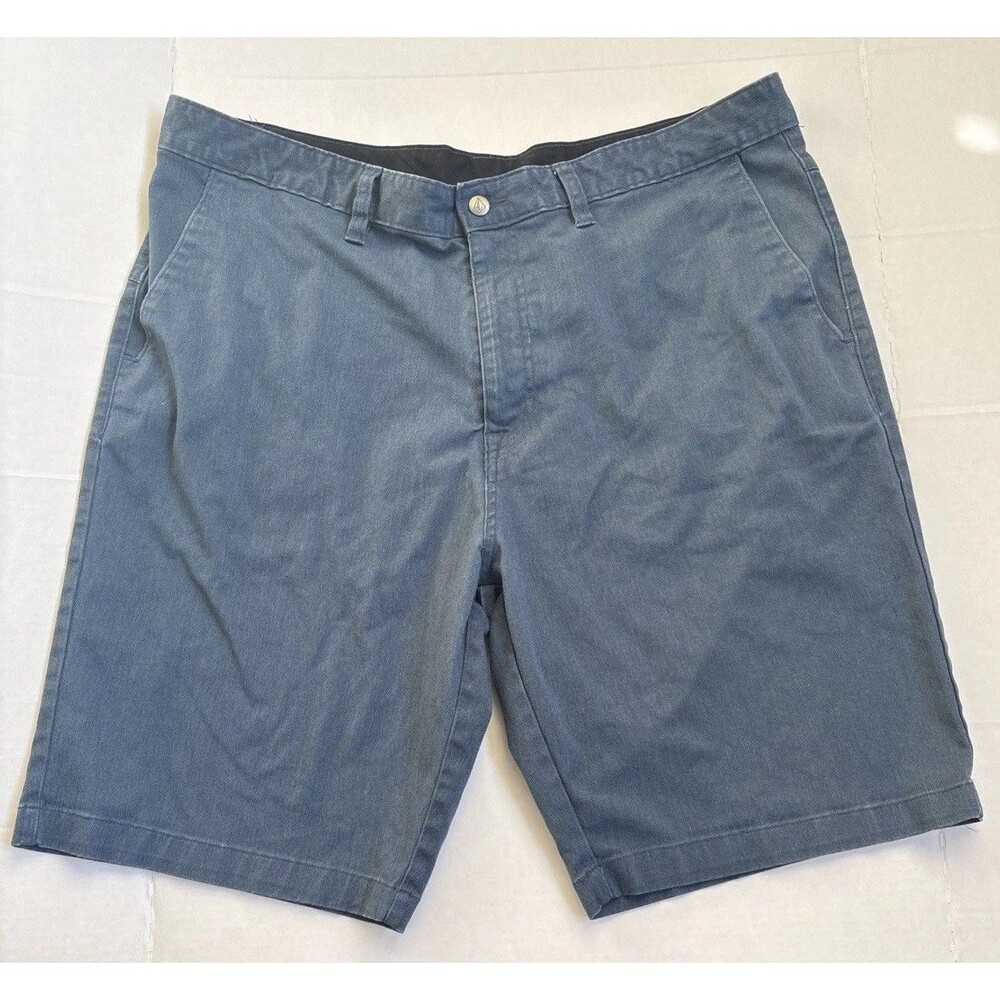 Mens Volcom True To This Flat Front Blue Chino Shorts 10” Inseam Size 40